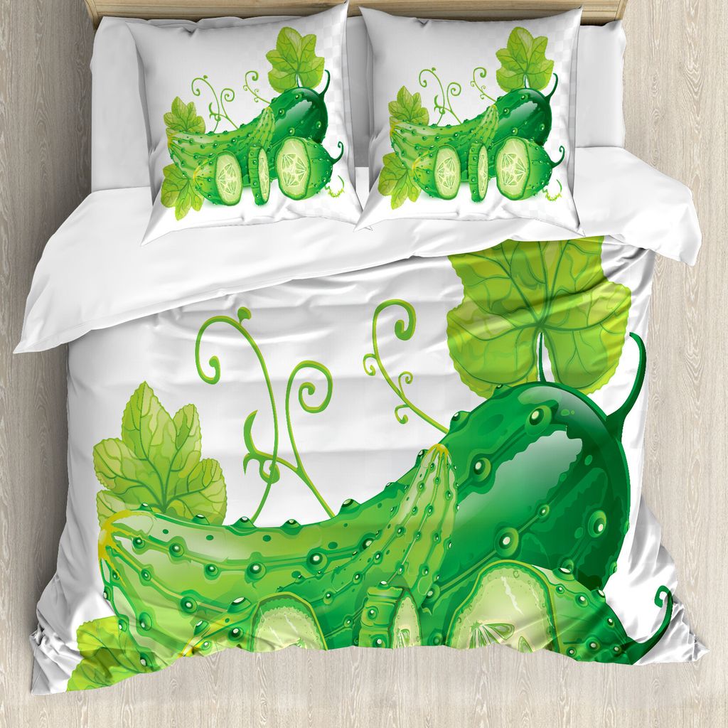 ABAKUHAUS Keltisches Grün Bettbezug Set für Einzelbetten, Juicy Gurke Grafik, Milbensicher Allergiker geeignet mit Kissenbezug, 155 cm x 220 cm -...