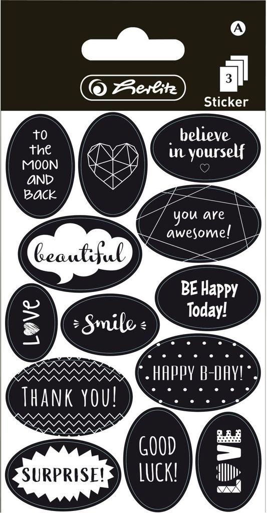 Herlitz Deko Sticker Just Black 3 Bogen, selbstklebend