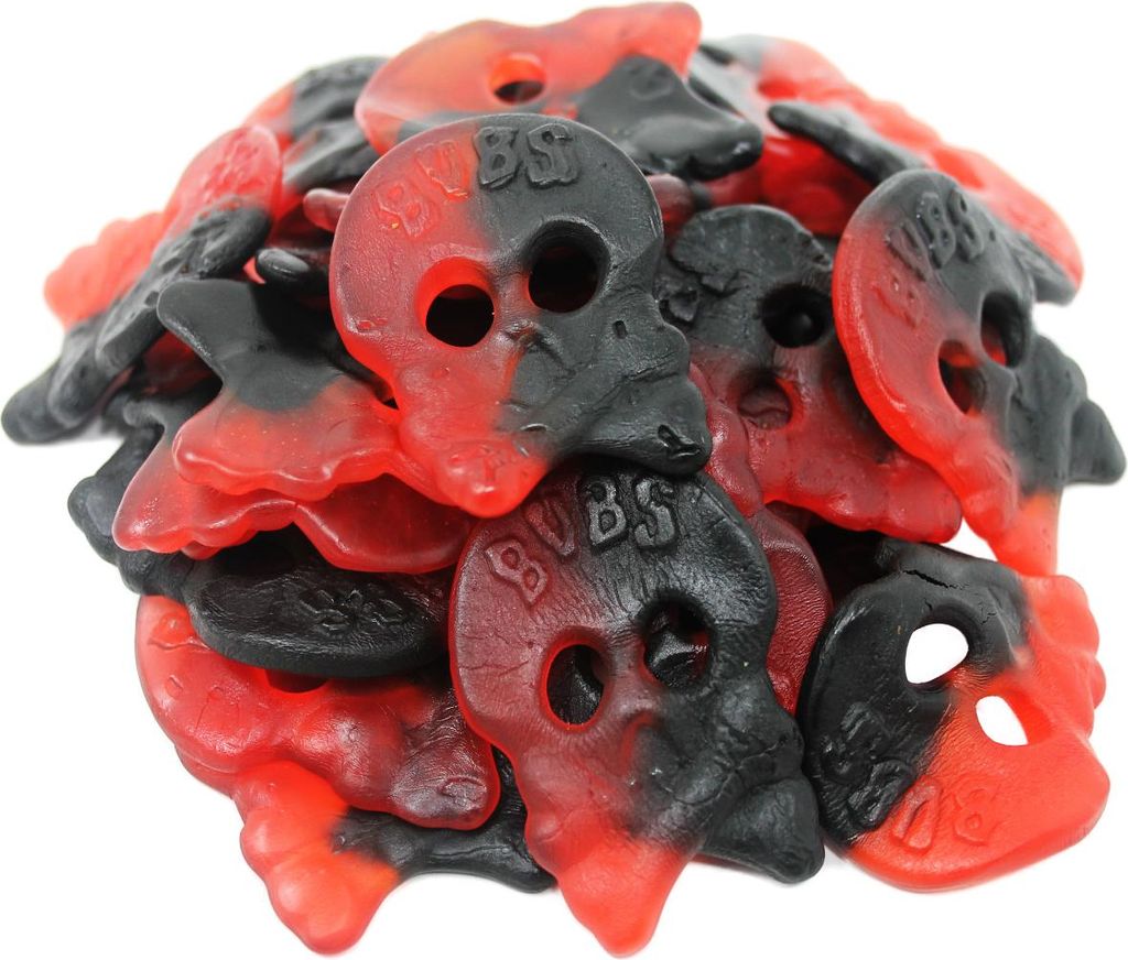 Bubs Totenkopf Fruchtgummi mit Himbeergeschmack und Lakritz 4000g