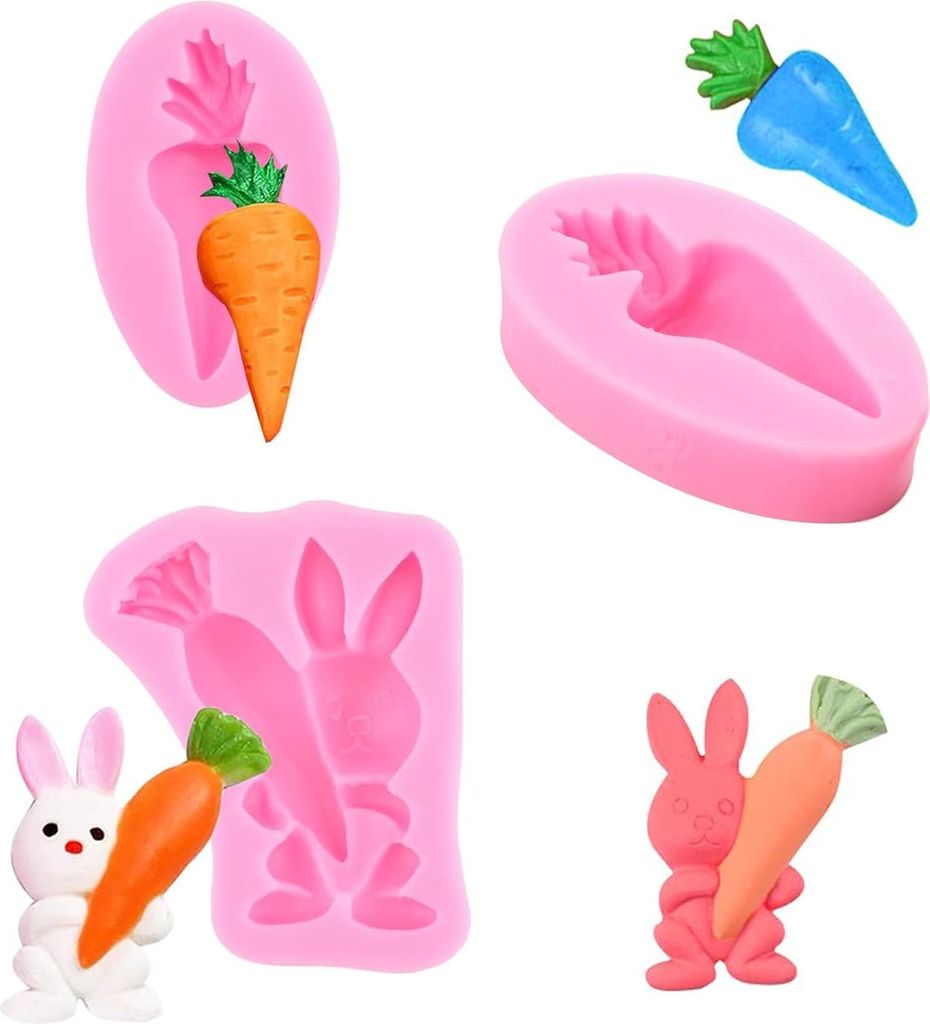 Siliconenkaninchen und Karottenform - niedliche Dessertform - 1 Stück - hochwertiges Material