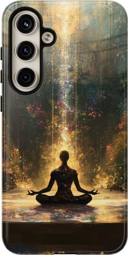 Meditierende Silhouette im strahlenden Licht – Hülle Kompatibel mit Samsung Galaxy S24 Plus