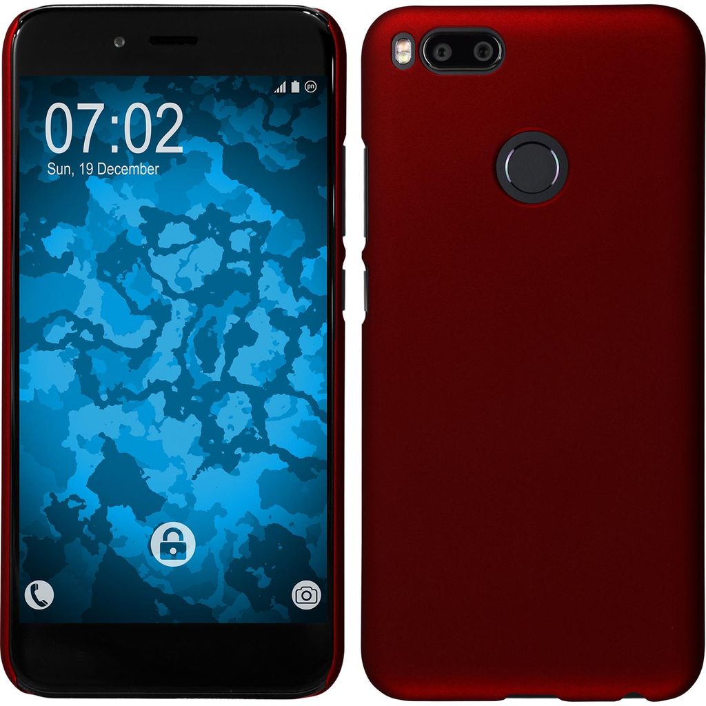 PhoneNatic Case kompatibel mit Xiaomi Mi 5x / Mi A1 - Hülle rot gummiert Hard-case Cover