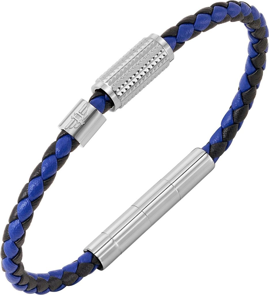 Police PEAGB0001130 Herren-Armband Urban Texture Leder Blau/Schwarz
