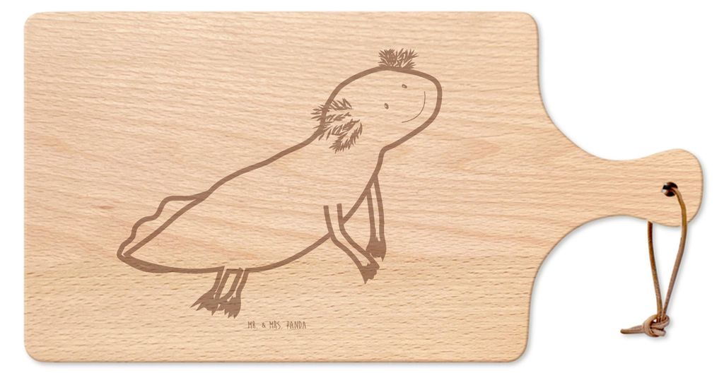 Mr. & Mrs. Panda brett holz Axolotl Schwimmen - Transparent - Geschenk, Schwanzlurch, Frühstücksbrett, Pizzabrett, Optimistisch, Frühstücksbret...