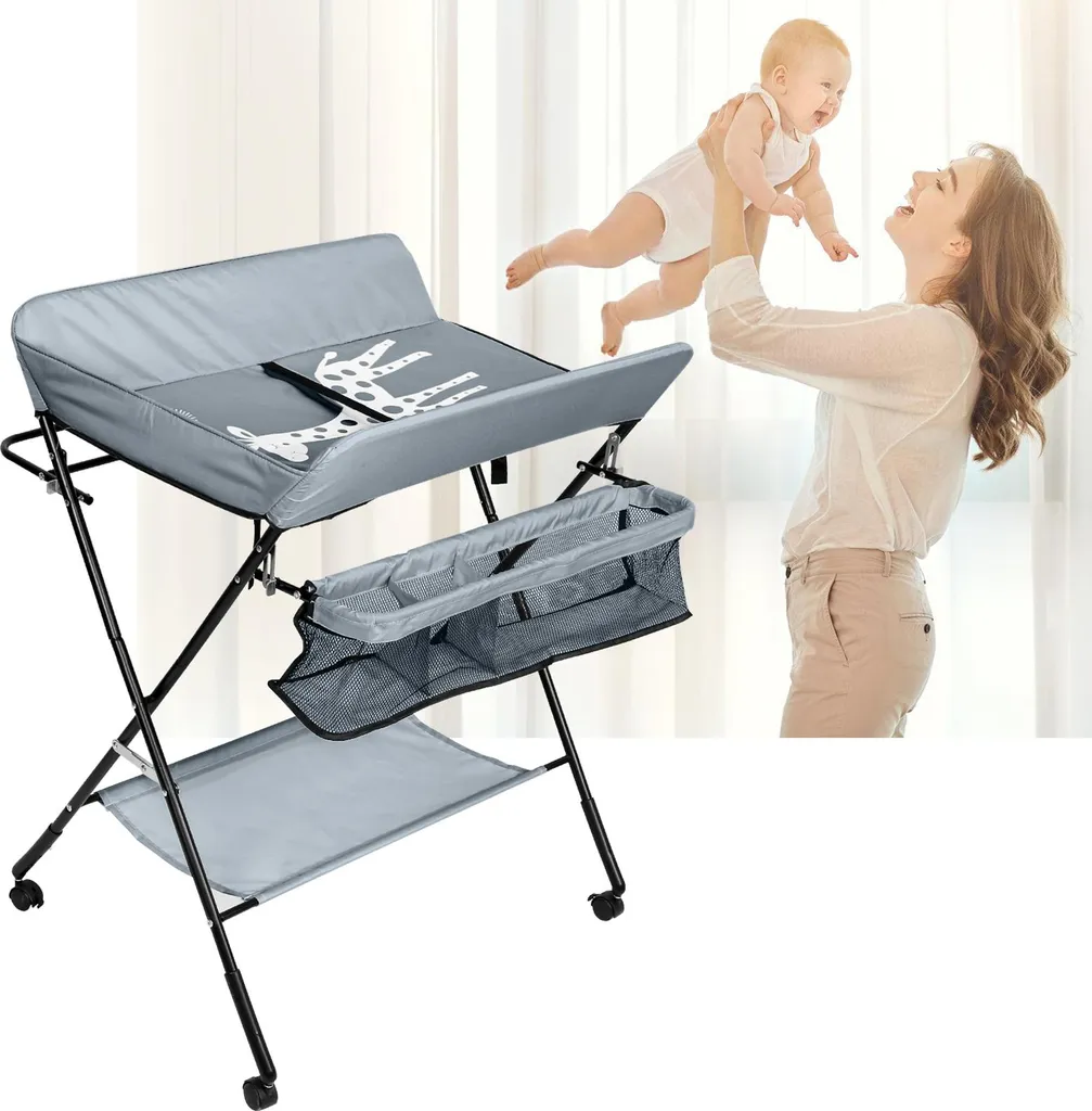 Table à langer ergonomique contre le mal de dos pliable et sécurisée