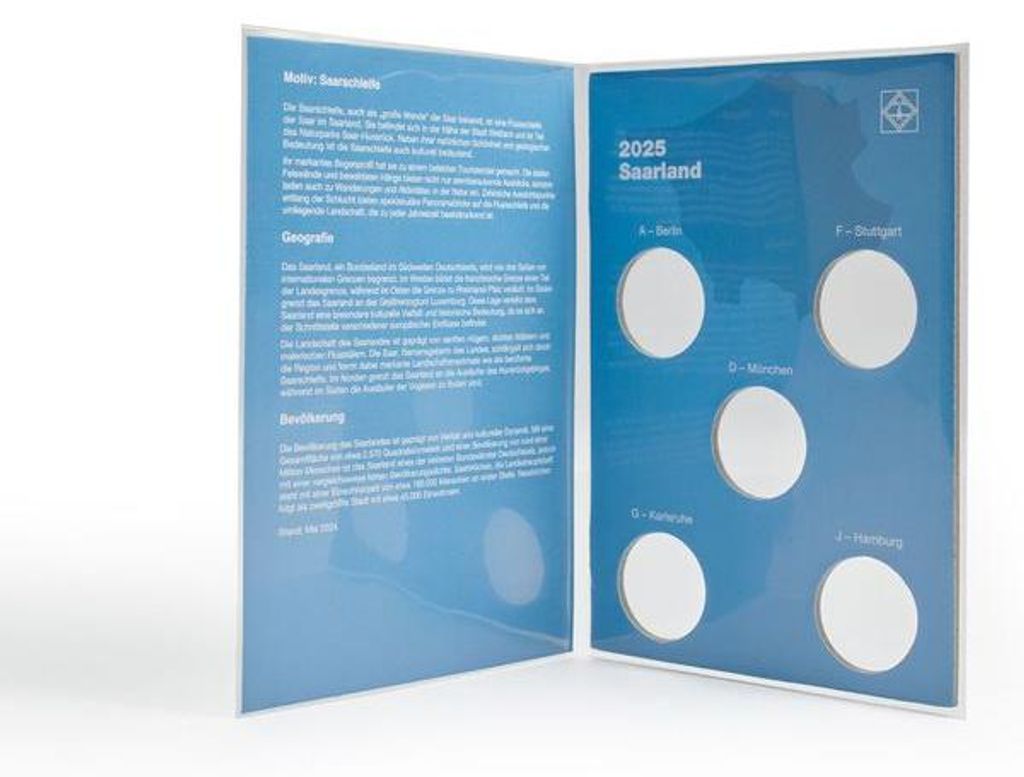 Münzkarte für deutsche 2-Euro-Gedenkmünze 2025 (35 Jahre deutsche Einheit)