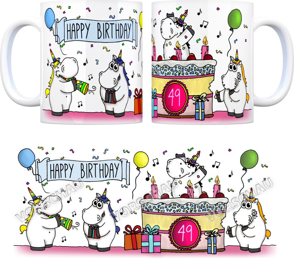 Kaffeebecher mit Einhorn Geburtstagsparty Motiv zum 49. Geburtstag Tasse mug