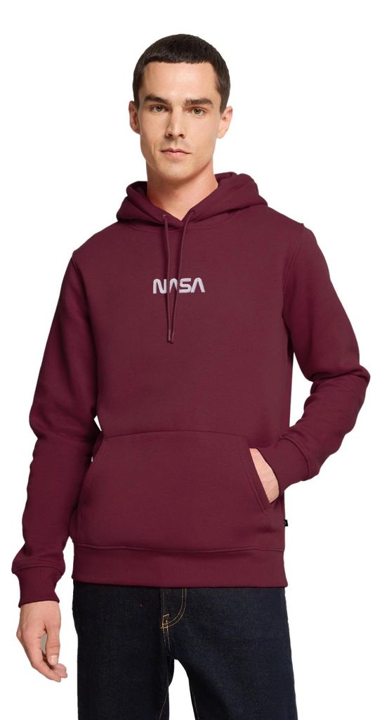 Spreadshirt Nasa Logo Weiß Stick Herren Premium Hoodie, 3XL, Burgunderrot