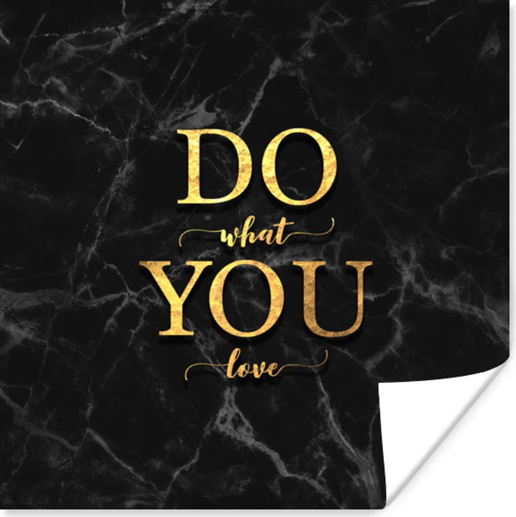 MuchoWow Poster Zitate - Motivation - Gold - Marmor 50x50 cm - Wohnzimmerdekoration