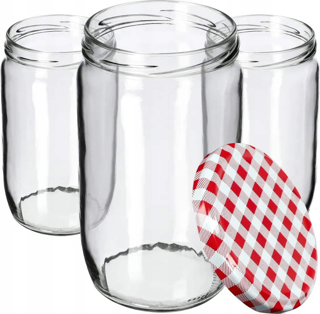 KADAX Niva Barattoli Conserve 720ml 48 Pezzi - Rosso a Scacchi