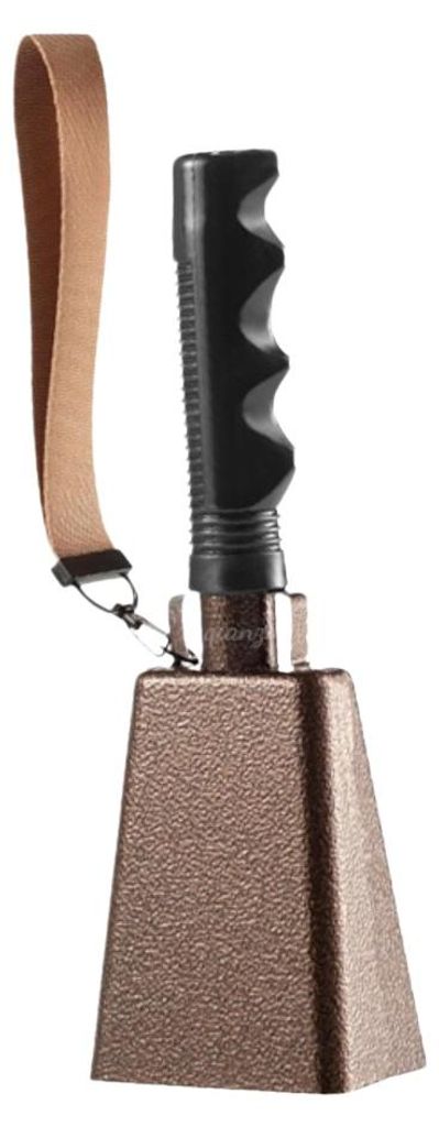 INF Metall-Kuhglocke langer Griff kupferfarben 23cm für Sport und Party Bronze