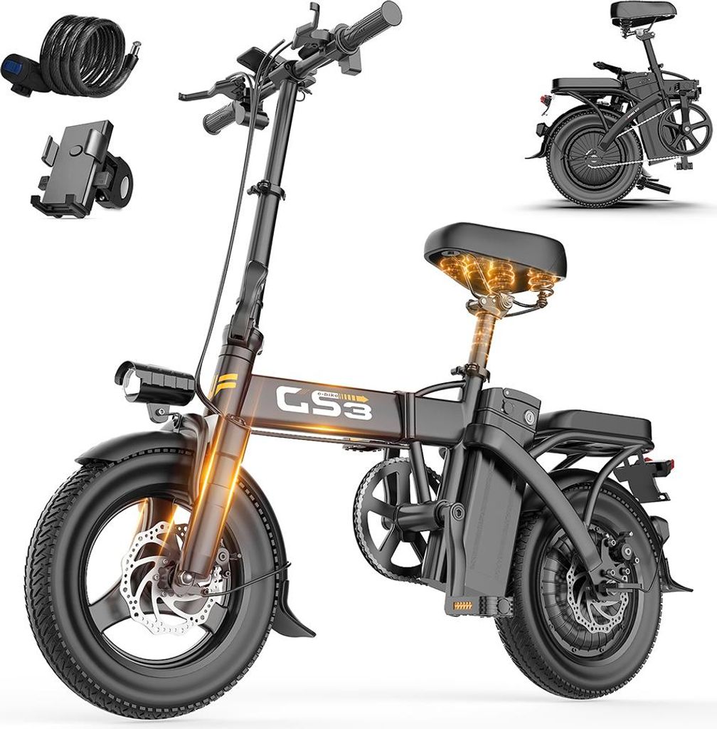 GS3 faltbares Elektrofahrrad für Erwachsene, 250W, 25 km/h, Produktbild 