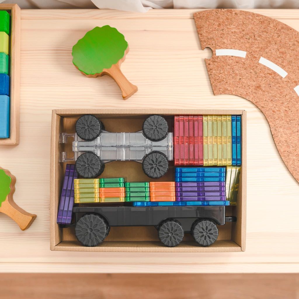 Magnetic Tiles Magnetická stavebnice 50 kusů autíček Obrázek produktu 2