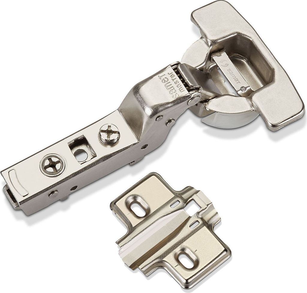 2 x Master Toolless T45 Topfband werkzeuglose Topfmontage Eckanschlag 110° ungedämpft Kreuzplatte mit