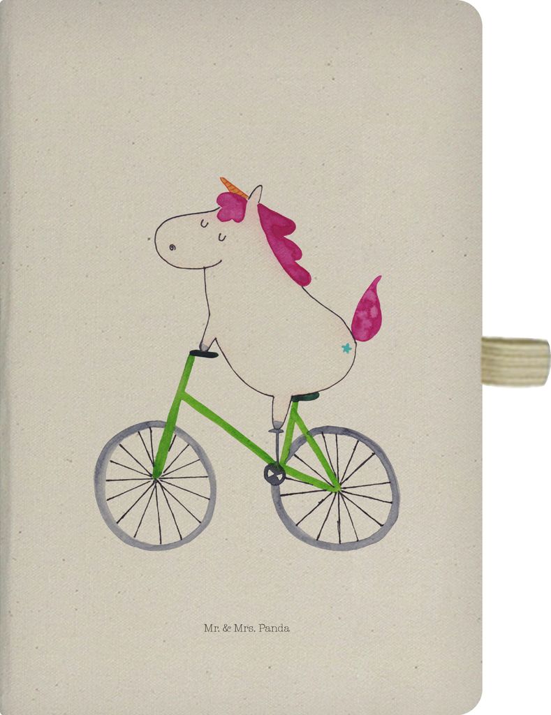Mr. & Mrs. Panda Tagebuch Einhorn Radfahrer - Transparent - Geschenk, Bike, Rad, Schreibheft, Einhörner, Notizbuch A5, Journal, Adressbuch, Radfah...