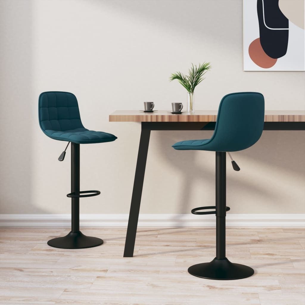 Möbel Barhocker 2 Stk. Blau Samt - Barstuhl 333995