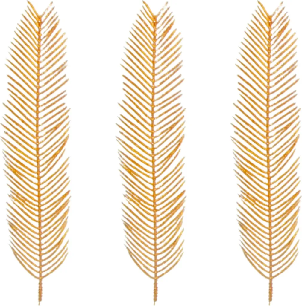Tige de Décoration Feuille de Cuivre avec Paillettes - Lot de 3 Pièces