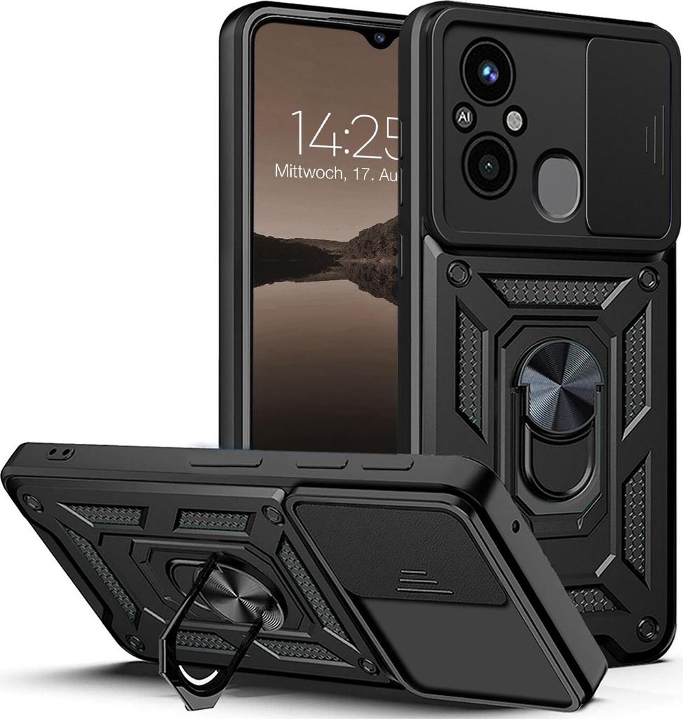 Armor Handyhülle für Xiaomi Redmi 12C Kameraschutz Handy Panzer Case Cover Schutzhülle Outdoor Farbe: Schwarz