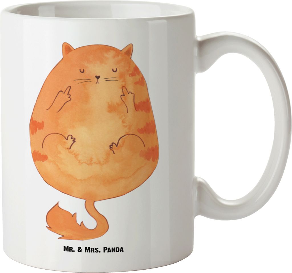 Mr. & Mrs. Panda Teebecher Katze Mittelfinger - Weiß - Geschenk, Kaffeepott, Cat, jumbotasse, Tiger, Katzen, Keramiktasse, Riesenkaffeetasse, Gene...