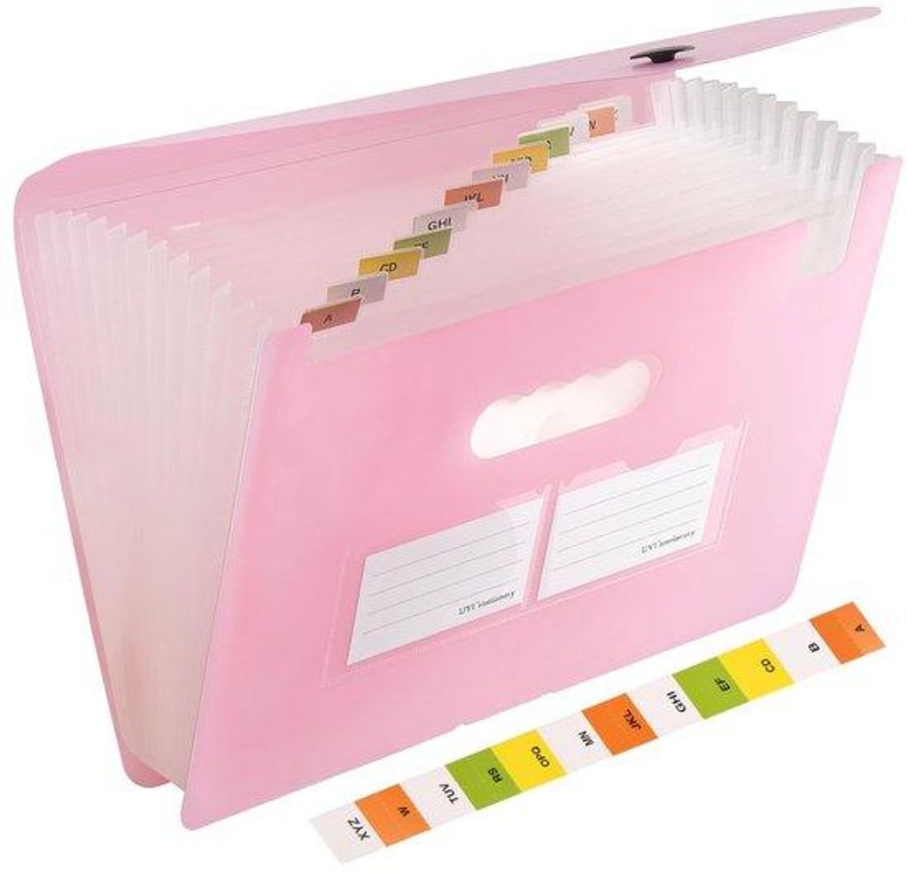 YOPEUC A4-Dokumentenmappe mit 13 Fächern, 33 x 23,8 cm, Ziehmappe, Fächerordner, Sortiermappe, A4-Ordnersystem für Büro, Schule und Zuhause (rosa)