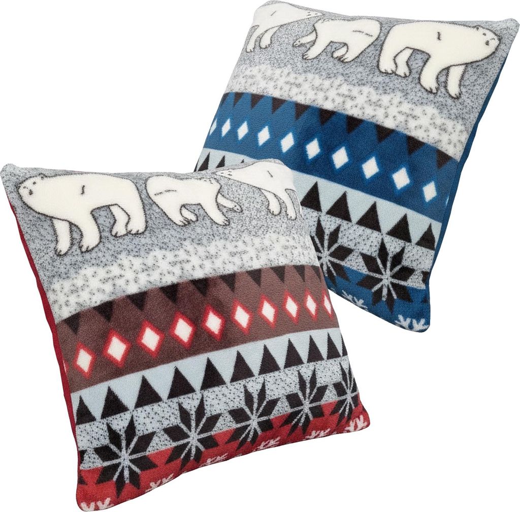 Dekokissen Kissenbezug CozyBear 40x40 cm für Weihnachten - Weihnachtsdeko für Sofa & Couch - Super flauschige Flanell Zierkissen Hüllen mit Rei...