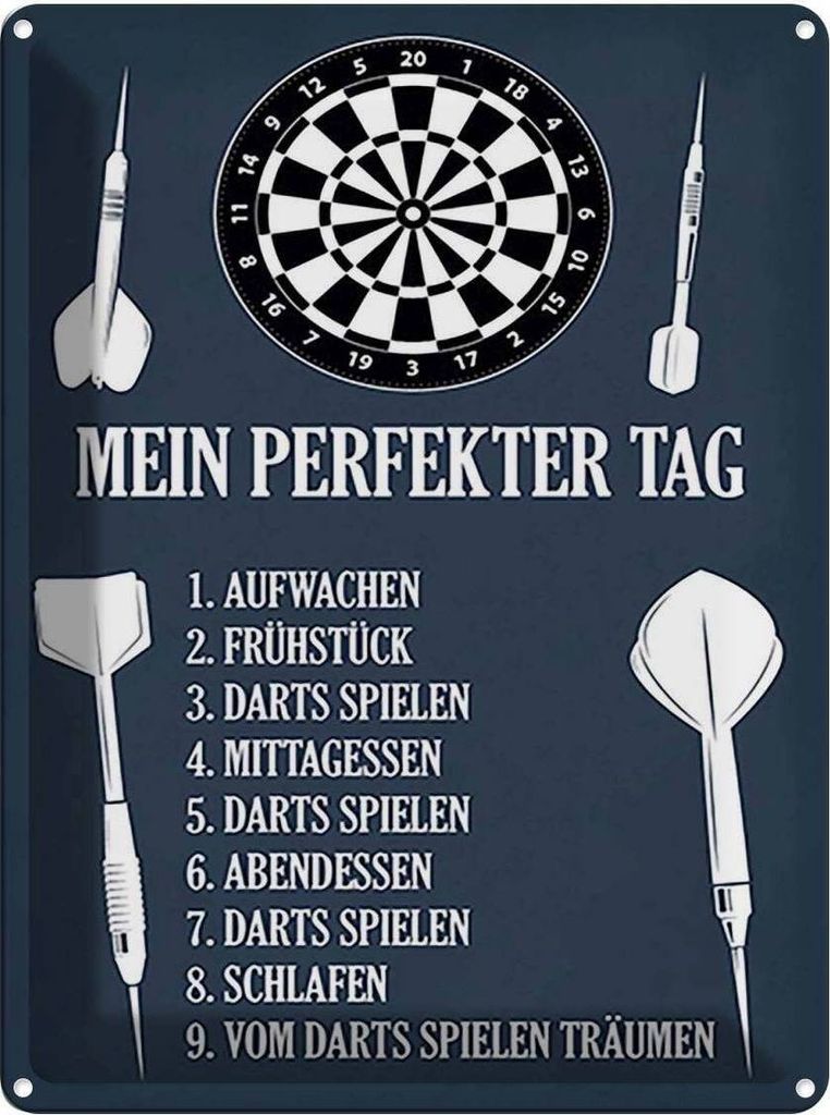 vianmo Blechschild 40x30 cm mein perfekter Tag Darts Spiele Sport Hobby Spruch Zitat
