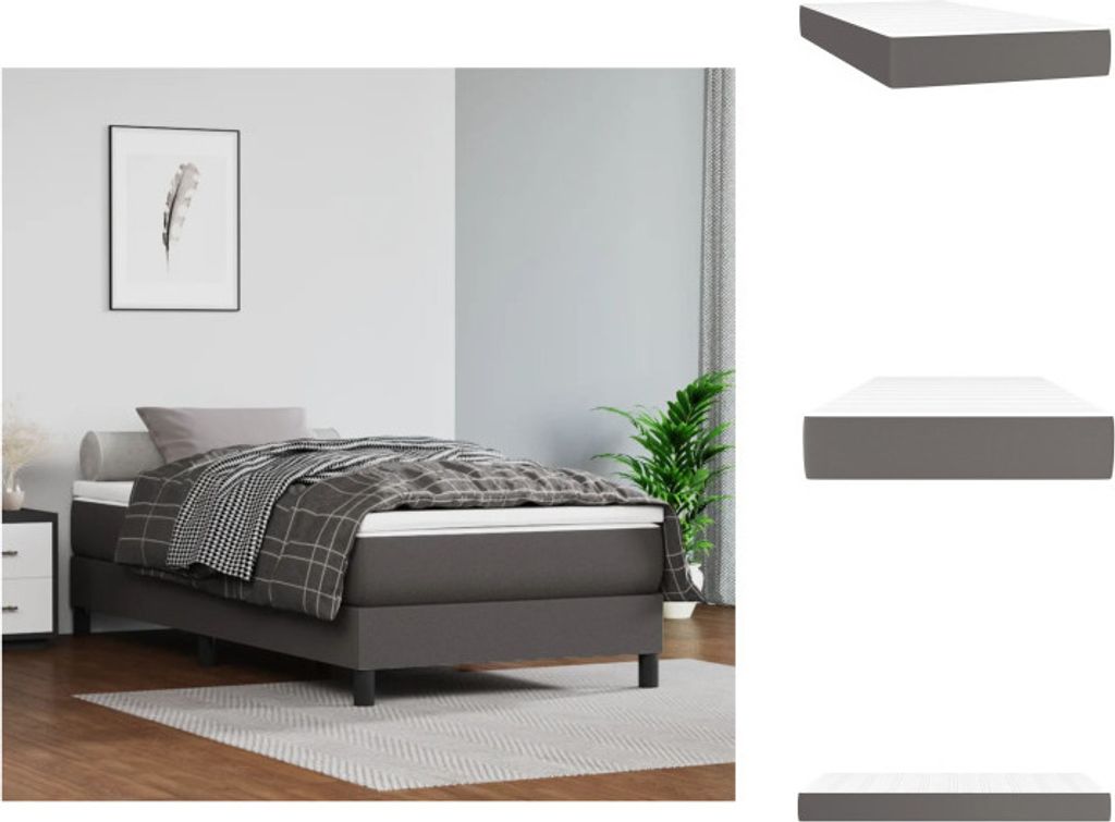 vidaXL Taschenfederkernmatratze Grau 100x200x20 cm Kunstleder - Matratzen