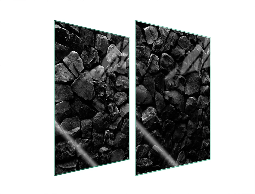 Set 2 Coprifornelli Vetro Nero 35x52 cm - Design Pietre per Induzione