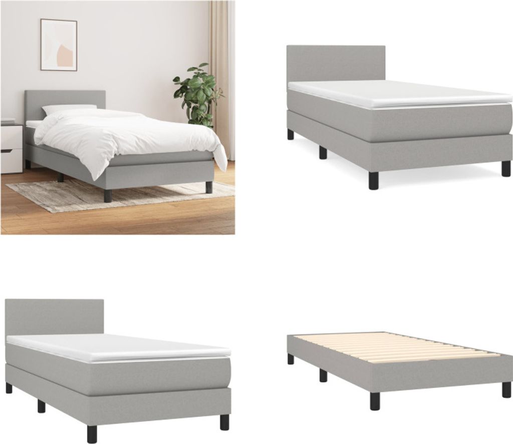 vidaXL Boxspringbett mit Matratze Hellgrau 80x200 cm Stoff - Boxspringbett - Boxspringbetten - Bett - Schlafzimmermöbel