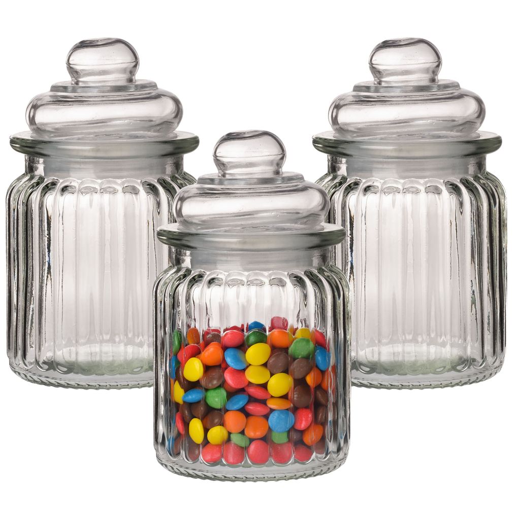 2 x Vorratsgläser mit Deckel aus Glas H 13 cm - Ø 8 cm - Produktbild 