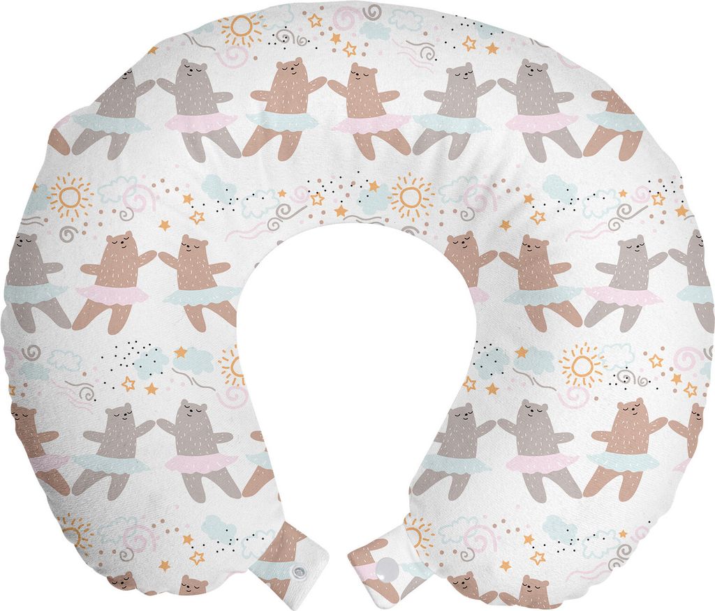 ABAKUHAUS Karikatur Reisekissen Nackenkissen, Ballerina Bären Tanzen, Schaumstoff Reiseartikel für Flugzeug und Auto, 30x30 cm, Sand Getrocknete ...