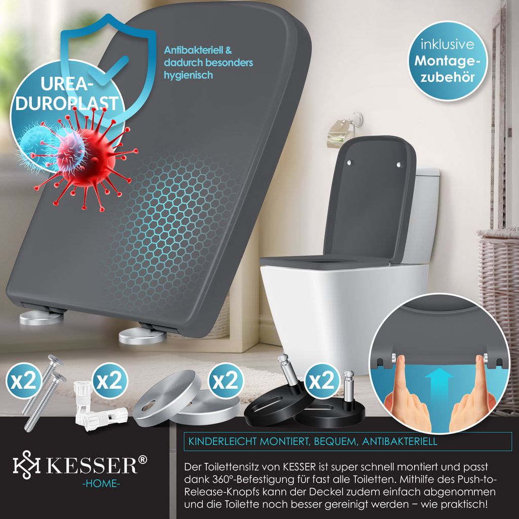 KESSER® WC Sitz mit Absenkautomatik Toilettendeckel Produktbild 6