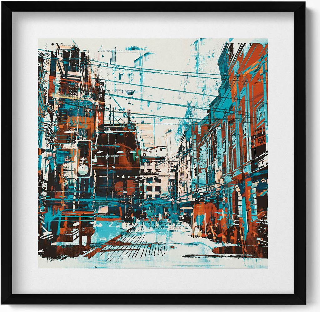 Straßenkunst– Wandbild mit Rahmen – Gerahmtes Bild – Wanddekoration – 50x50 cm – Schwarz Rahmen
