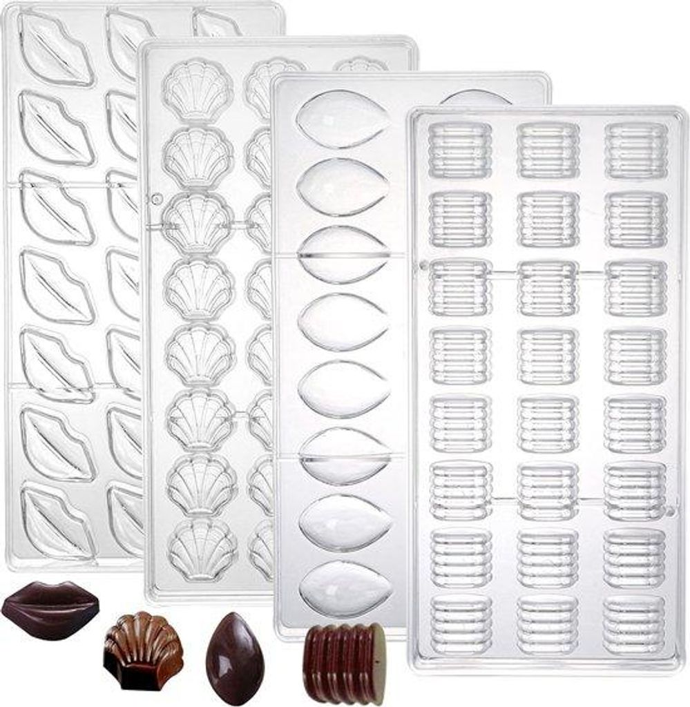 Kunststof chocoladevormen set, 3D-snoepvormen, fondant, DIY, levensmiddelenkwaliteit, gel, pc-vormen