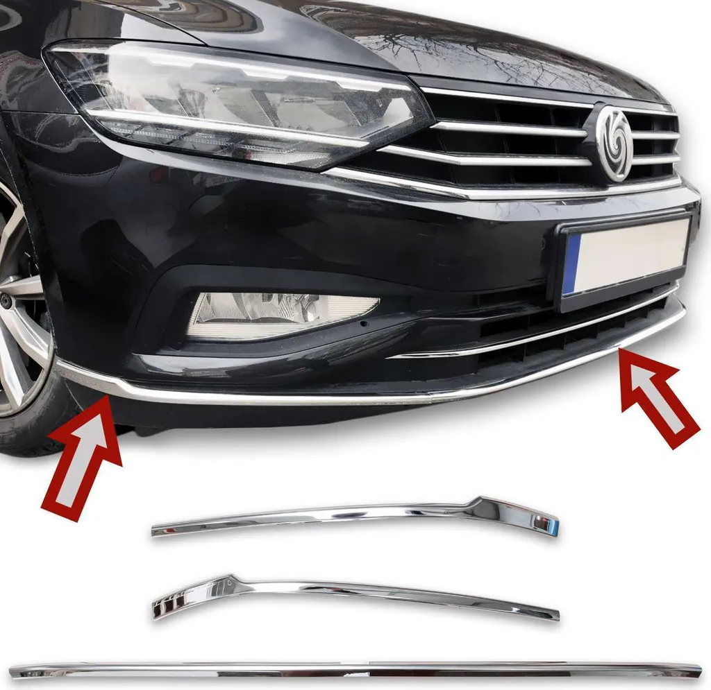 Barra Paraurti Anteriore Acciaio Inox Passat B8 2020+ | Set 3 Pezzi Premium