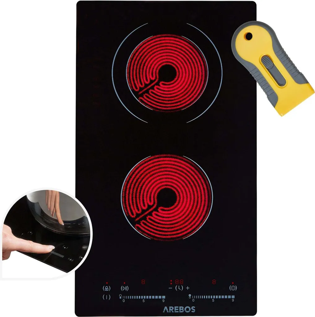 AREBOS 30cm Piano Vetroceramica 3200W: Ideale per Airbnb, Camper e Ufficio