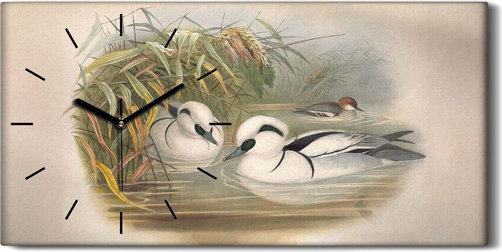 Wandbild Leinwand Bilder Wanduhr 60x30 Vögel Wild Tiere Zeichnung Kunst - schwarze Hände