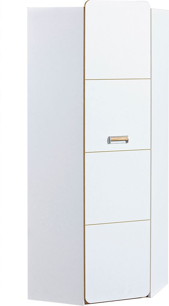 Minio, Eckkleiderschrank "LORETO 14", Kleiderschrank, Weiße / Nash Eiche Farbe