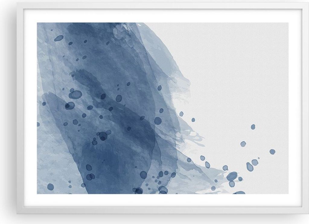 Gerahmtes Poster - Weißer Rahmen - Blau Weiß Hintergrund - 70x50 cm - Wand Bild - Wanddeko - Wandbilder - Kunstposter - Wandposter - Bilderrahmen...