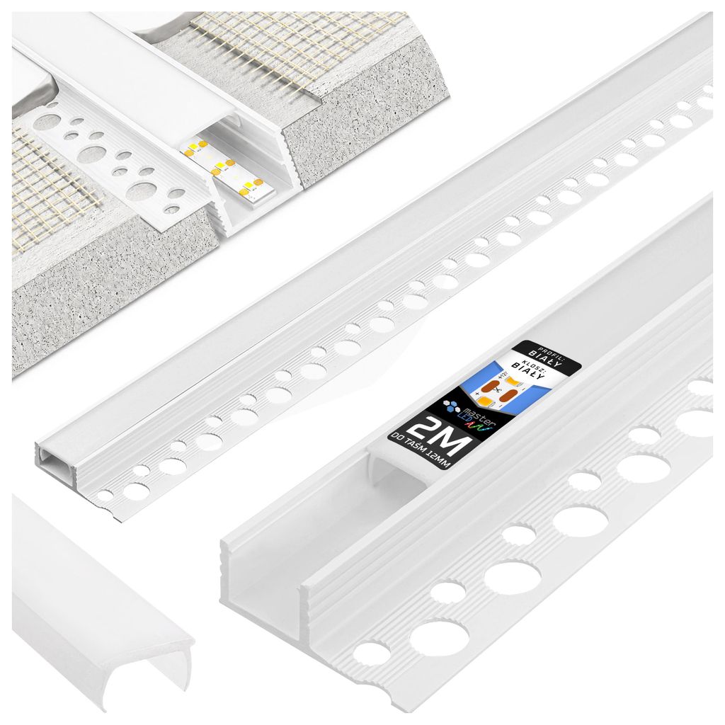 MasterLED LED Fliesenprofil PVC 33x12mm Einbauprofil Weiß Produktbild 