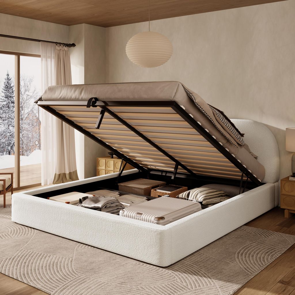 okwish Lit rembourré 180x200cm lit double avec coffre et Image du produit 