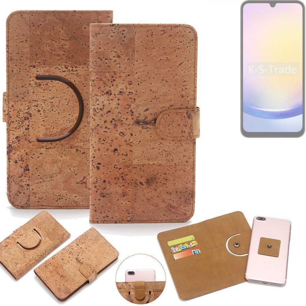 K-S-Trade Handy Hülle Schutz Hülle kompatibel mit Samsung Galaxy A25 5G Handyhülle Schutzhülle Korkhülle Kork-Hülle 1x