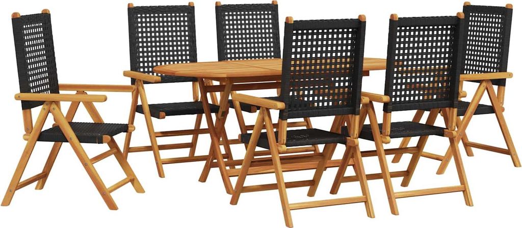 Garten Essgruppe 7 pcs Schwarz Massivholz Akazie