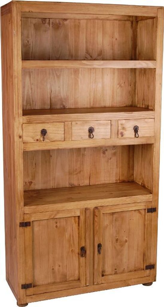 MiaMöbel Bücherregal Mexico Möbel 100x190x40 cm Landhausstil Massivholz Pinie Honig
