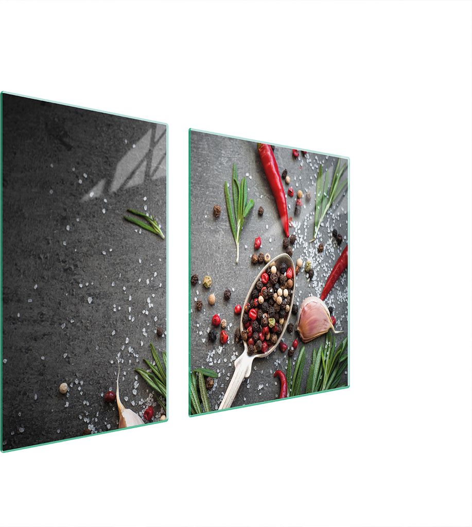 Glasplatte und Schneidebrett 100x52 Gewürze