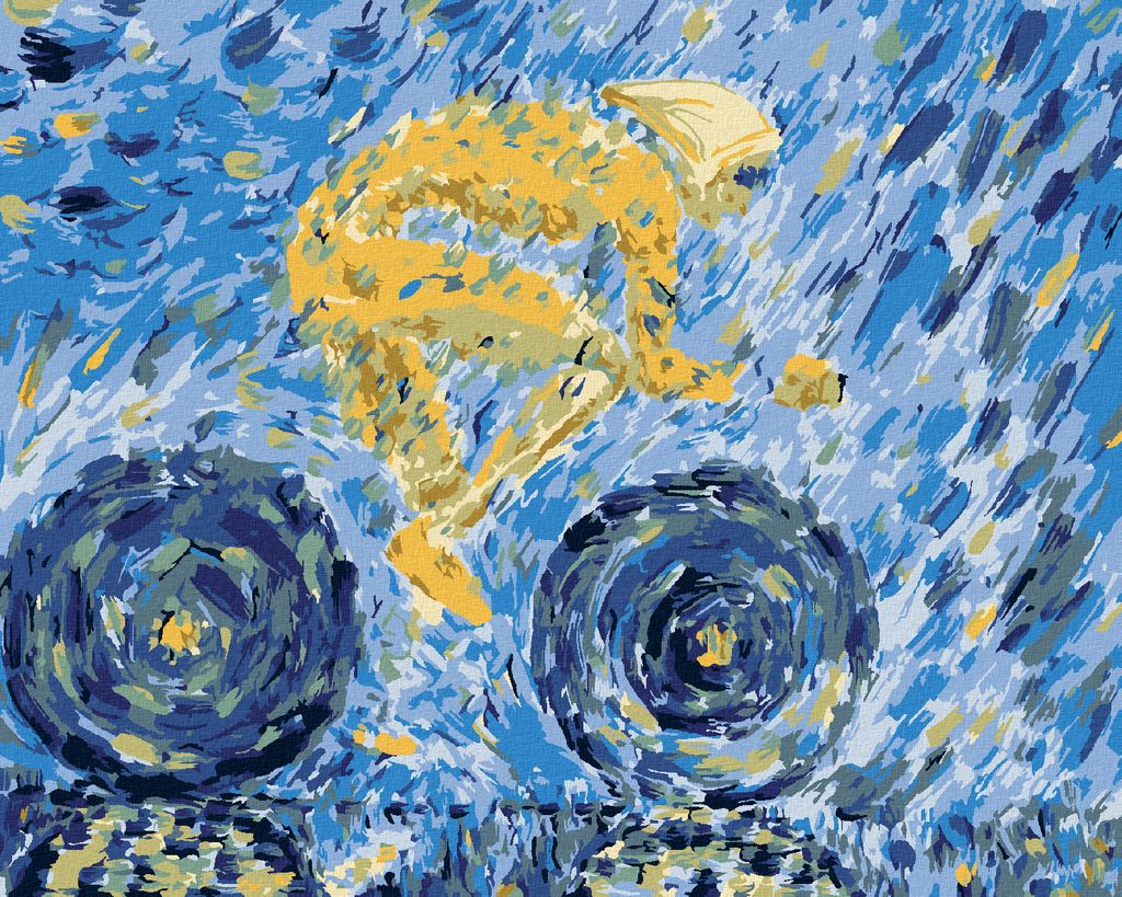 Zuty - Malen nach Zahlen - GELBER RADFAHRER AUF BLAUEM HINTERGRUND, 40x50 cm, ohne Keilrahmen
