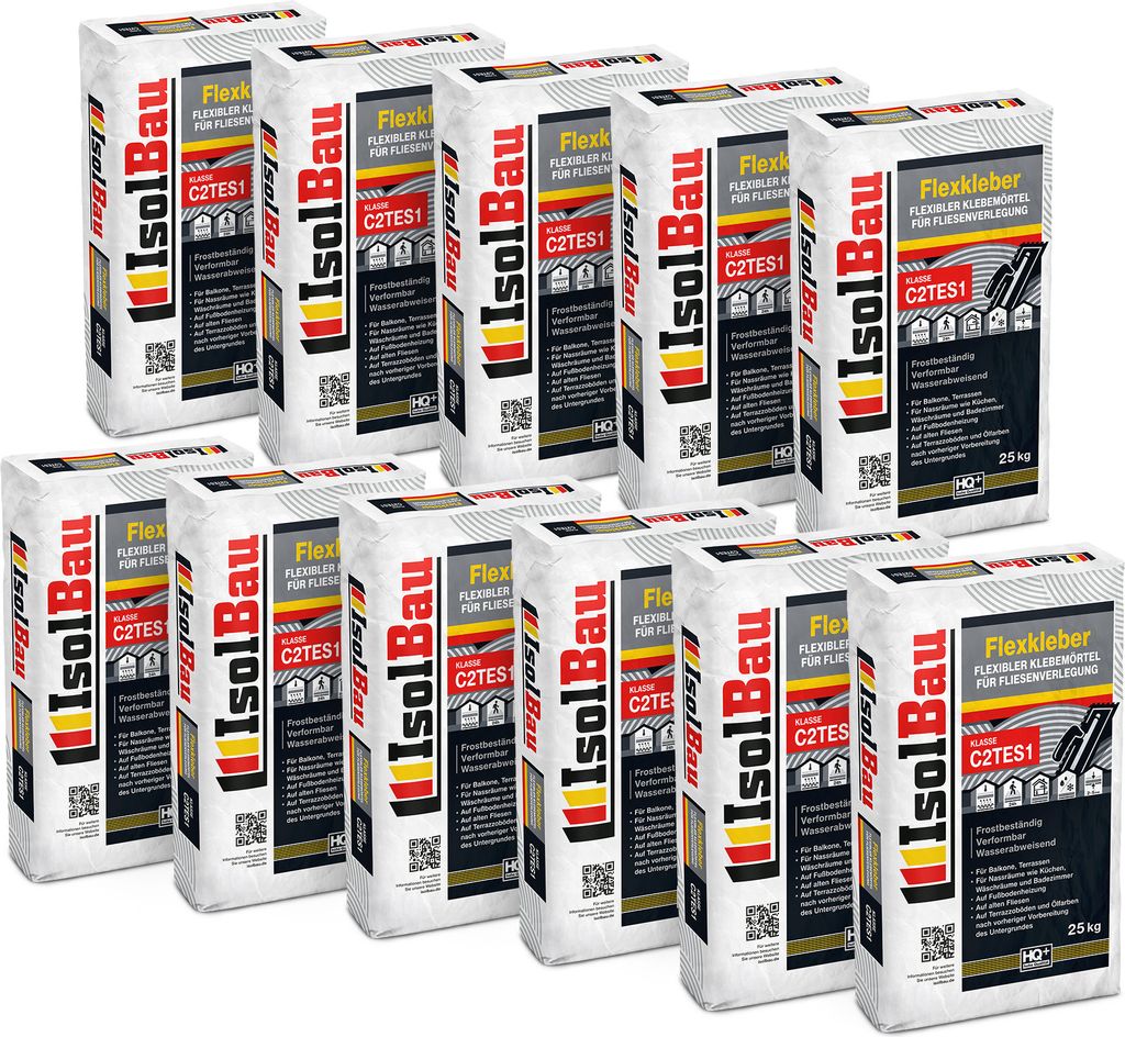 Isolbau C2TE S1 Flexkleber - Flexibler Klebemörtel für Fliesenverlegung - Frostsicher, Verformbar & Wasserabweisend, Flexmörtel Natursteinkleber...