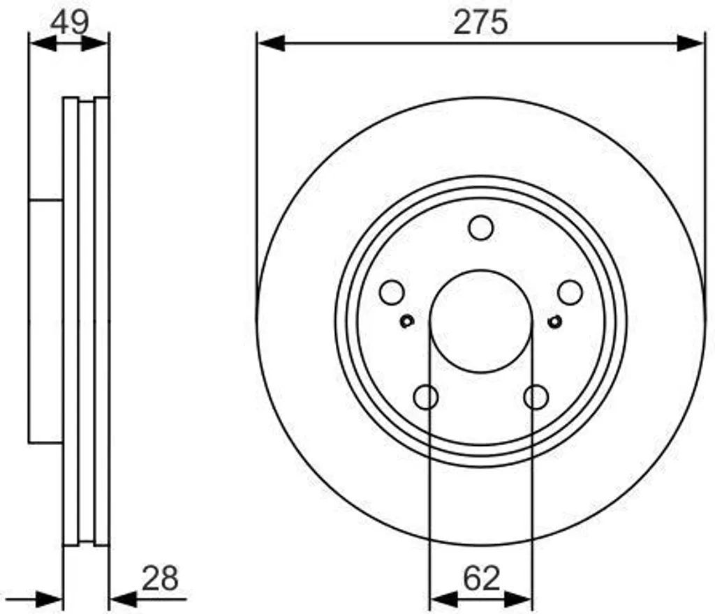BOSCH 0986479R58 Disque de Frein Haute Dissipation Thermique Camry V3