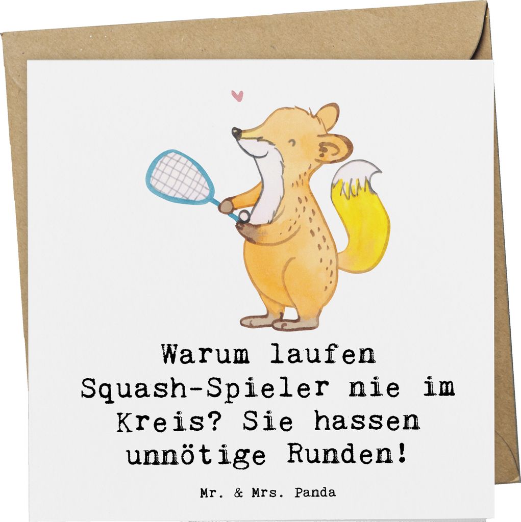 Mr. & Mrs. Panda Grußkarte Squash Weisheit - Weiß - Geschenk, Teamsport, Spiel, anlasskarte, Klappkarte, Glückwunschkarte, faltkarte, Schläger,...