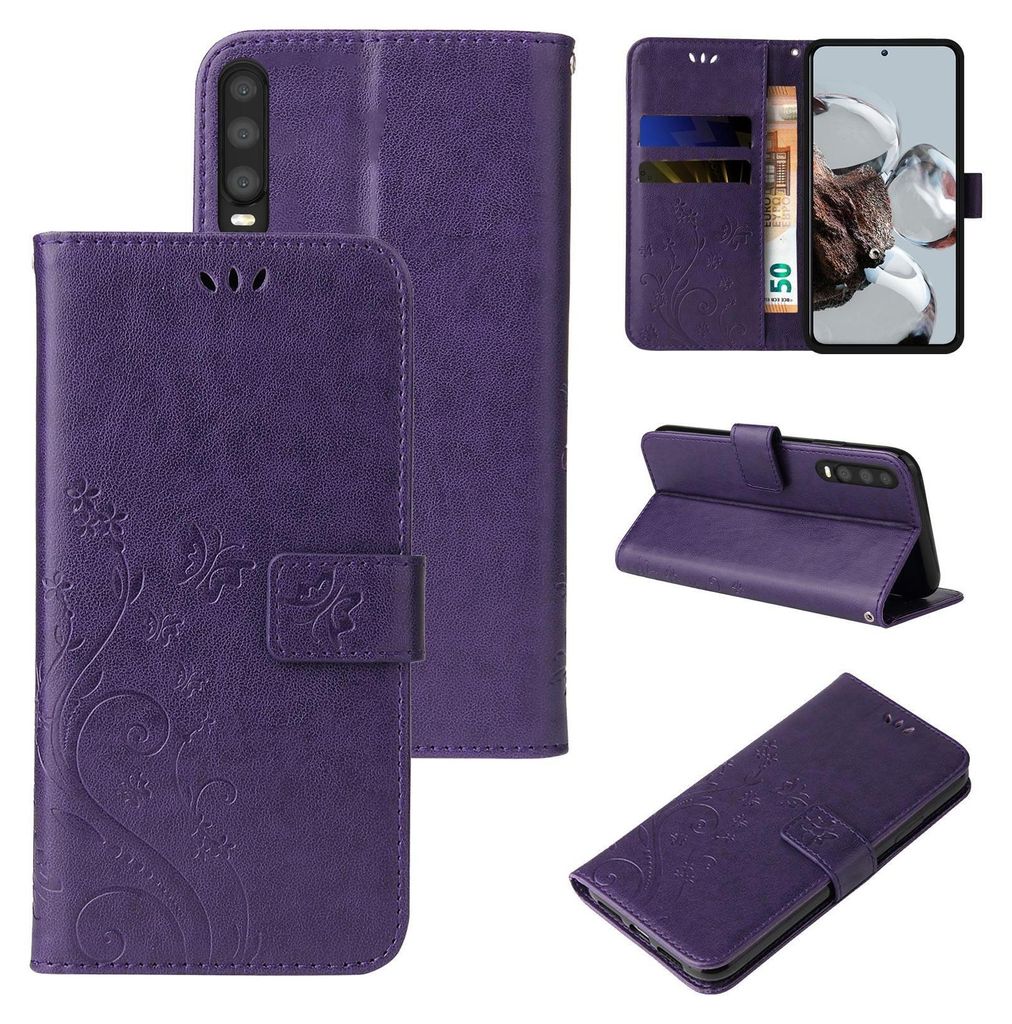 Handyhülle für Huawei P30 Floral Blumen Schmetterling Flip Produktbild 